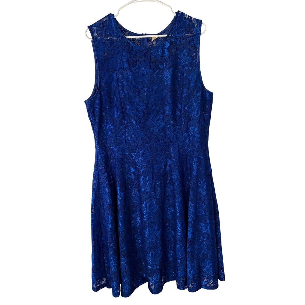Belle Poque Royal Blue Floral Lace Sleeveless Fit & Flare Cocktail Dress XXL